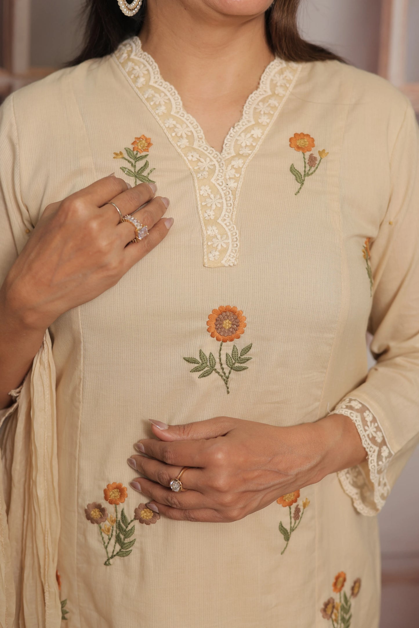 Pale Moon Kurta Dupatta Set | Mul Cotton