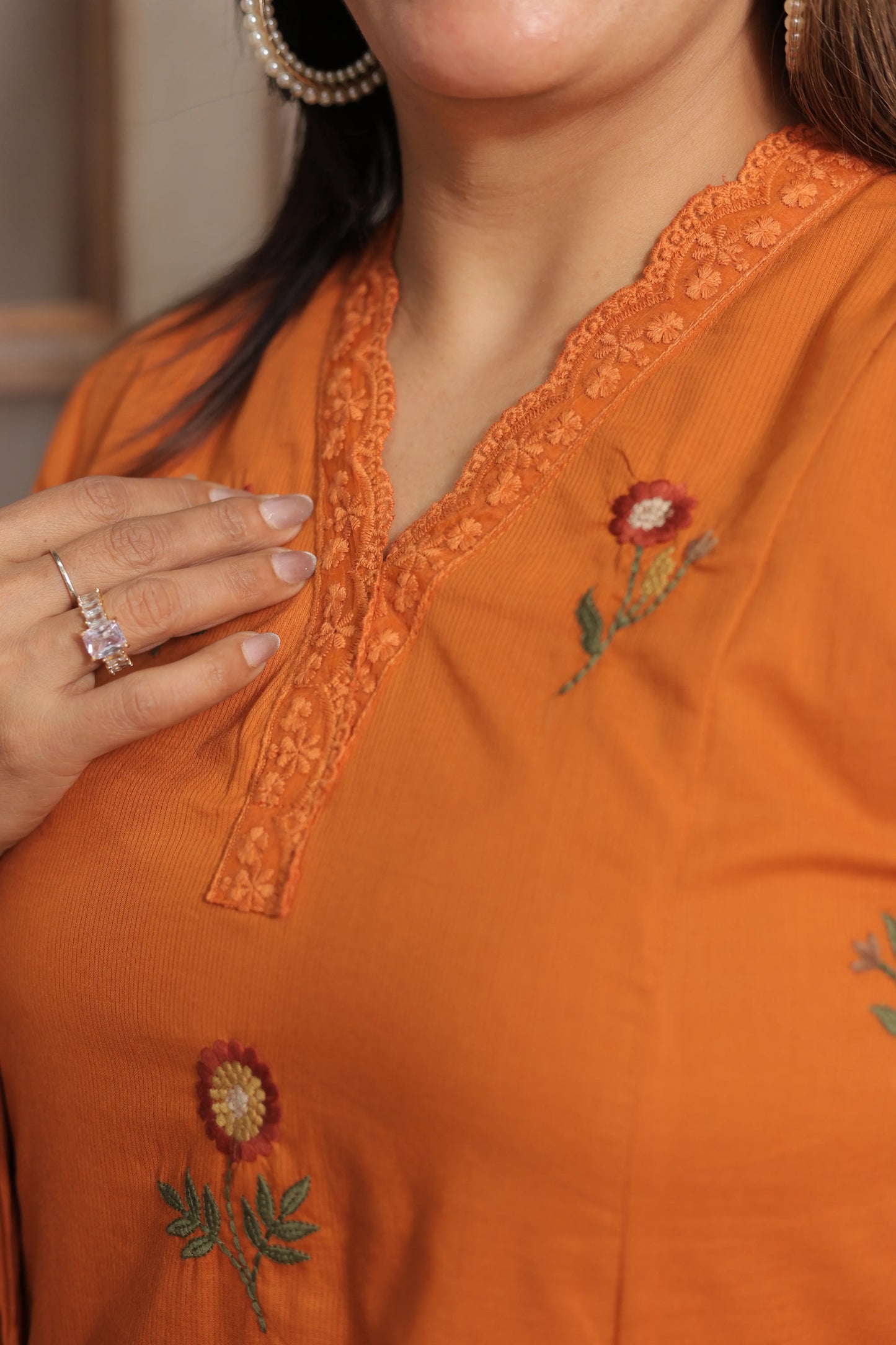 Tangerine Orange Kurta Dupatta Set | Mul Cotton