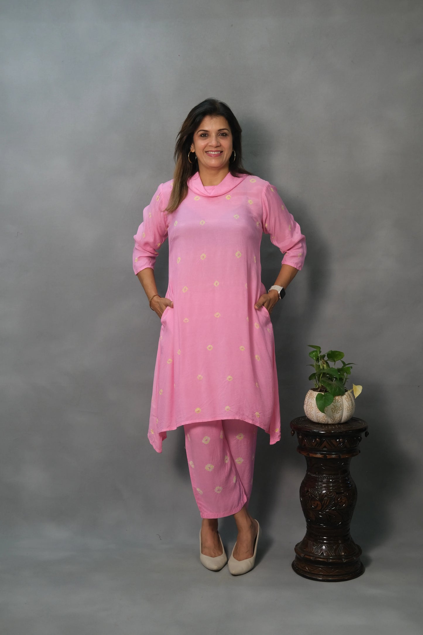 Pink Co-ord Set with Turtle Neck | Soft Cotton