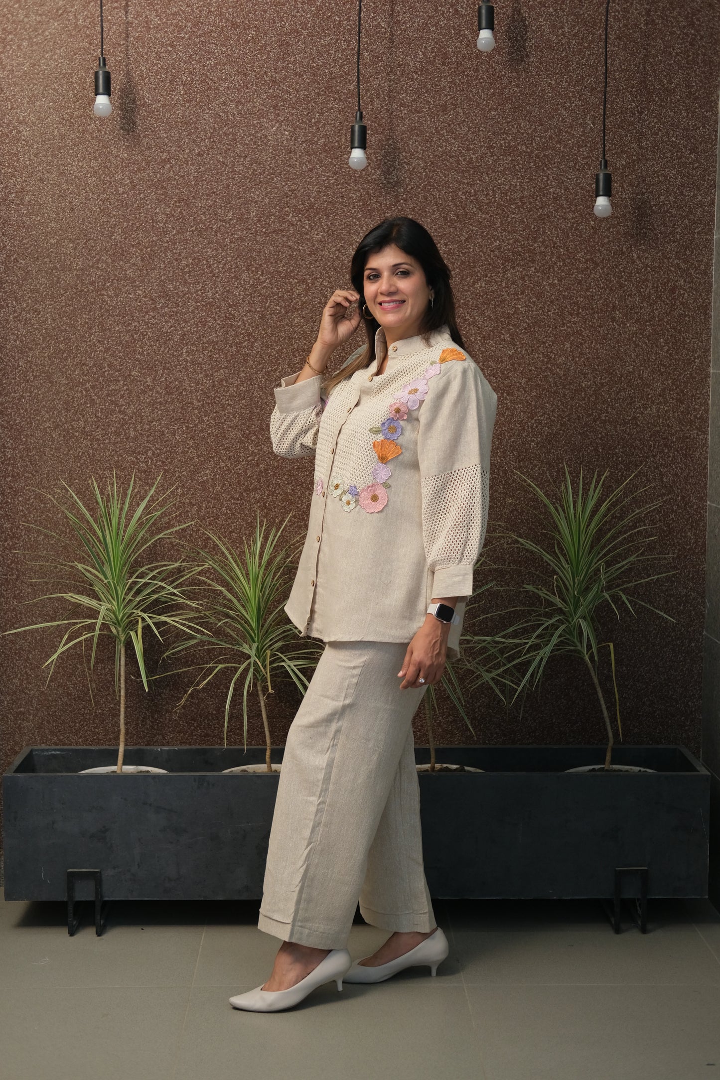 Jute Patch Work Co-ord Set with Mul Cotton Lining