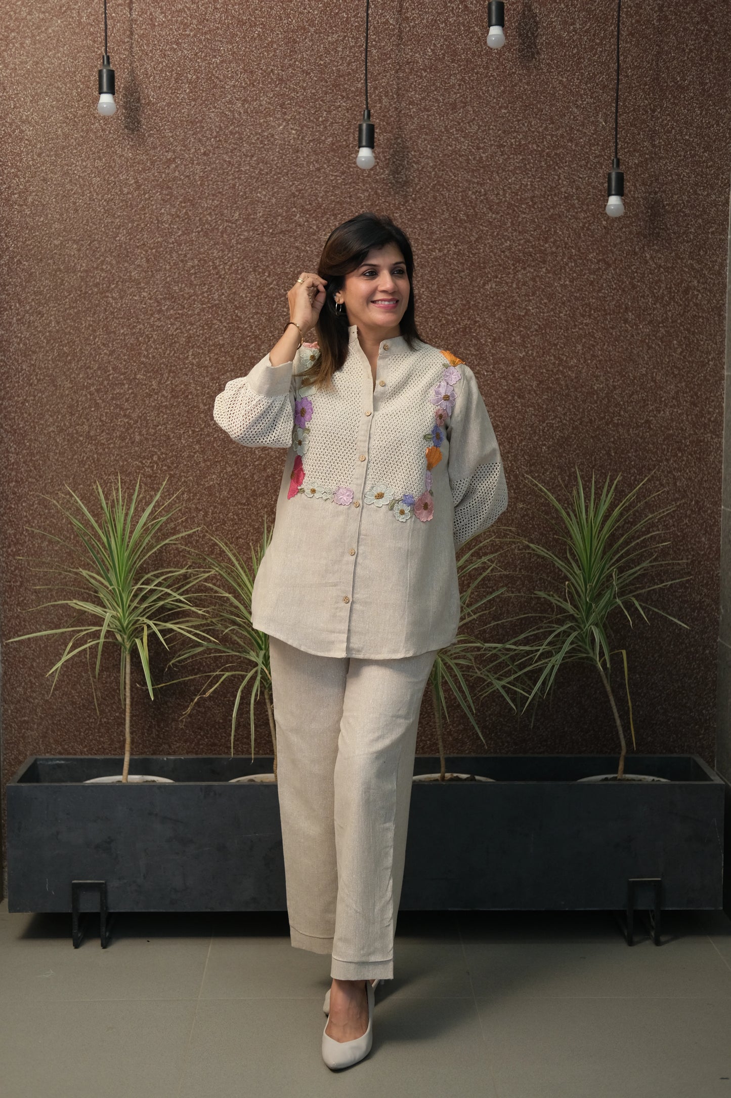 Jute Patch Work Co-ord Set with Mul Cotton Lining