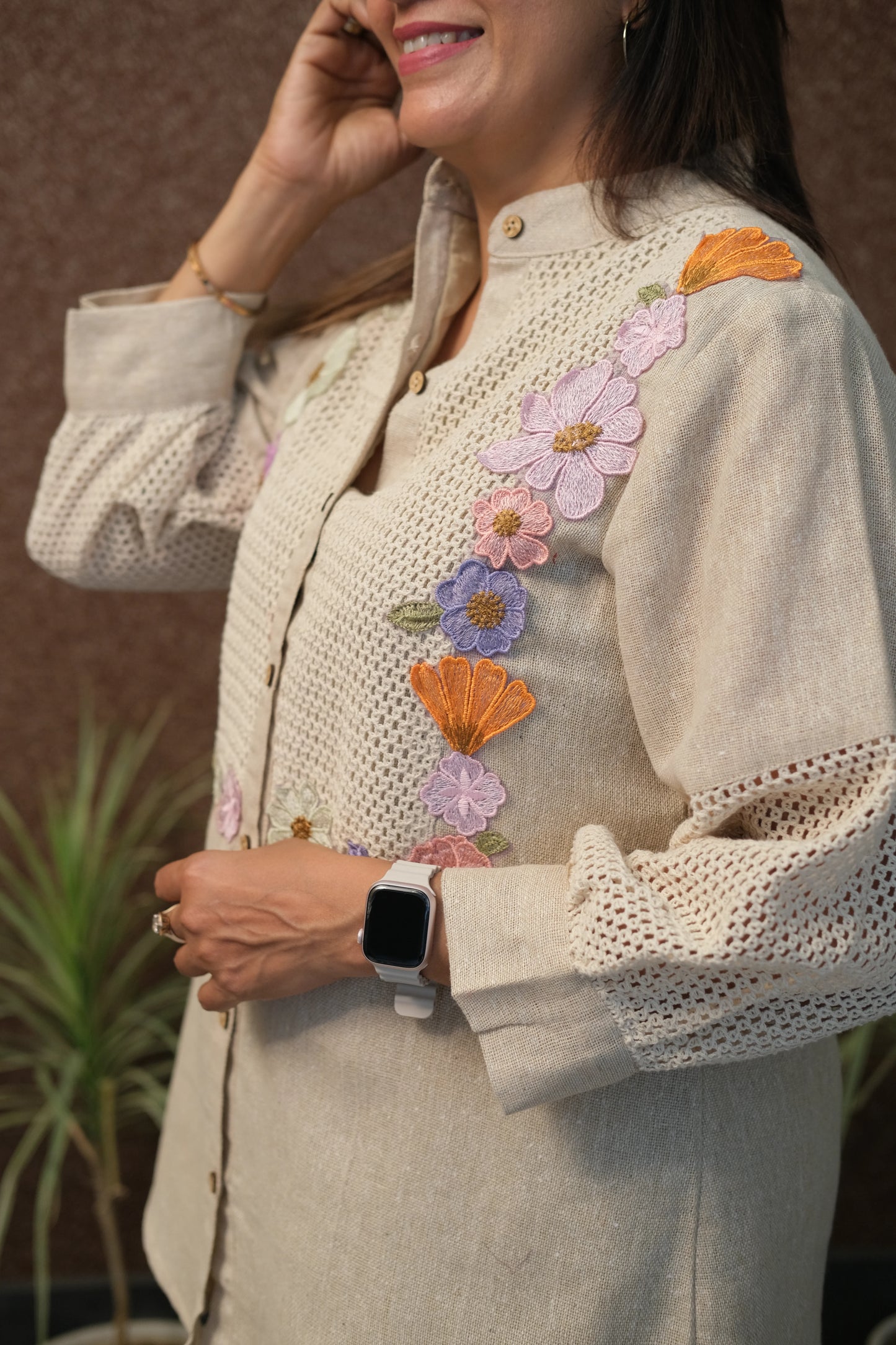 Jute Patch Work Co-ord Set with Mul Cotton Lining