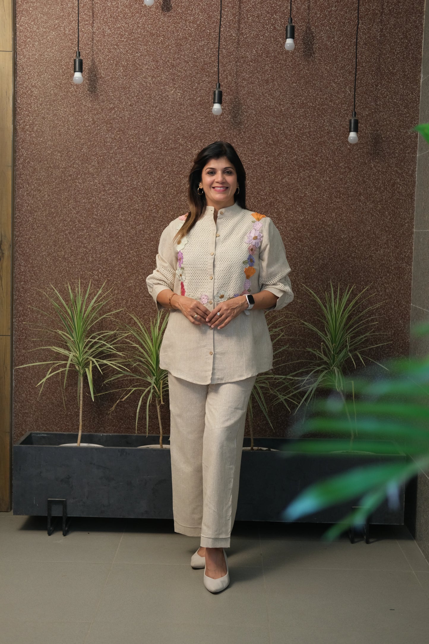 Jute Patch Work Co-ord Set with Mul Cotton Lining