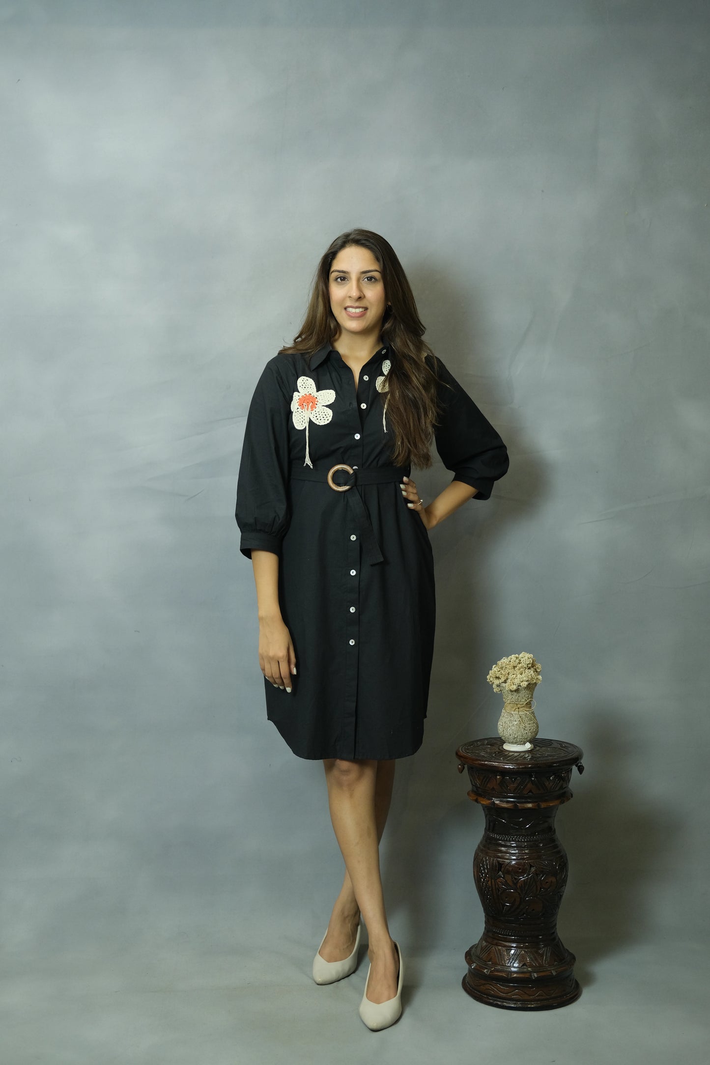 Black Crochet Short Dress | Cotton Fabric