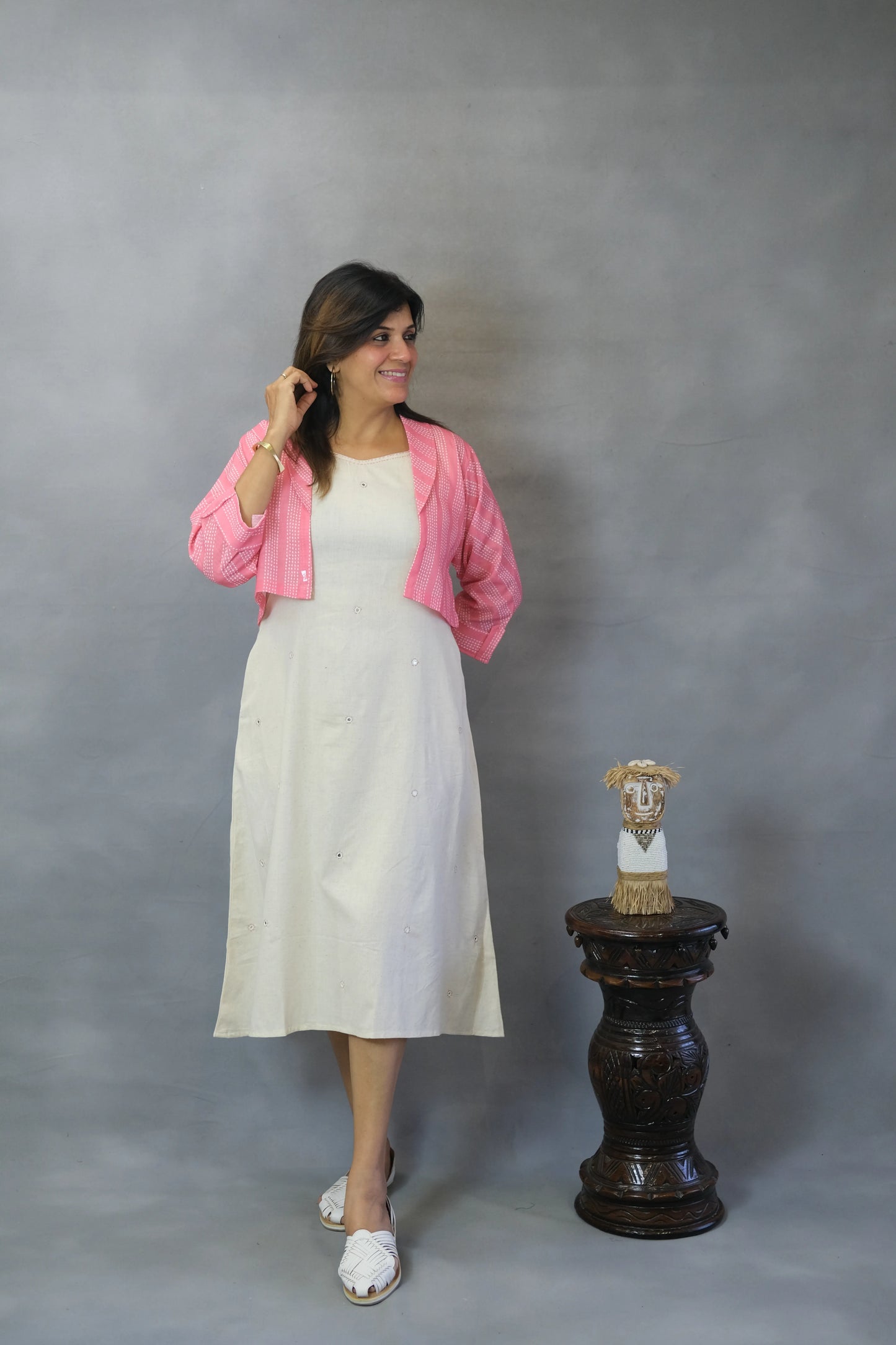 White One Piece with Pink Shrug | Flex Cotton Set