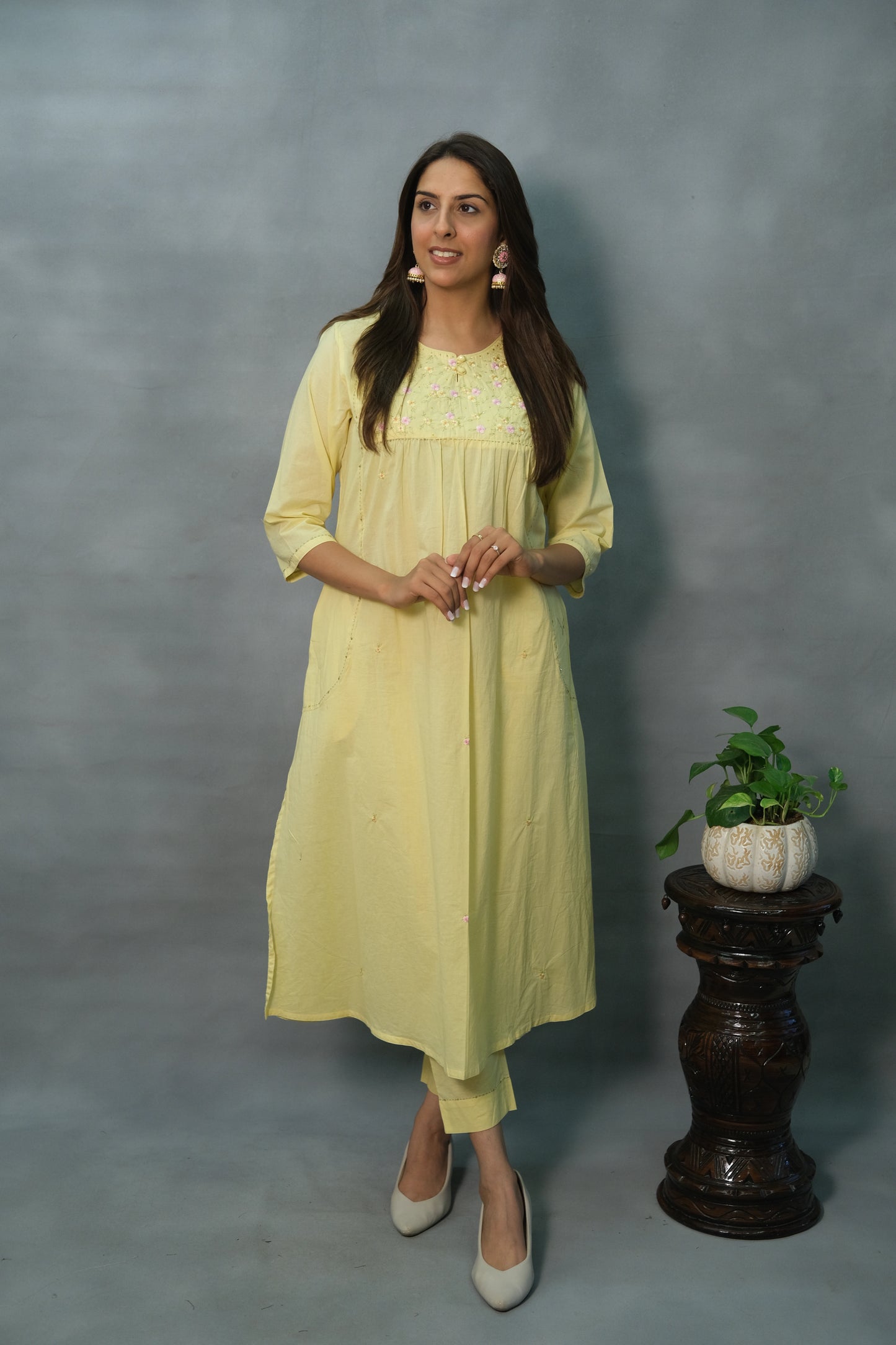 Yellow Embroidered Mul Cotton 2-Piece Set – Bright & Beautiful Everyday Wear