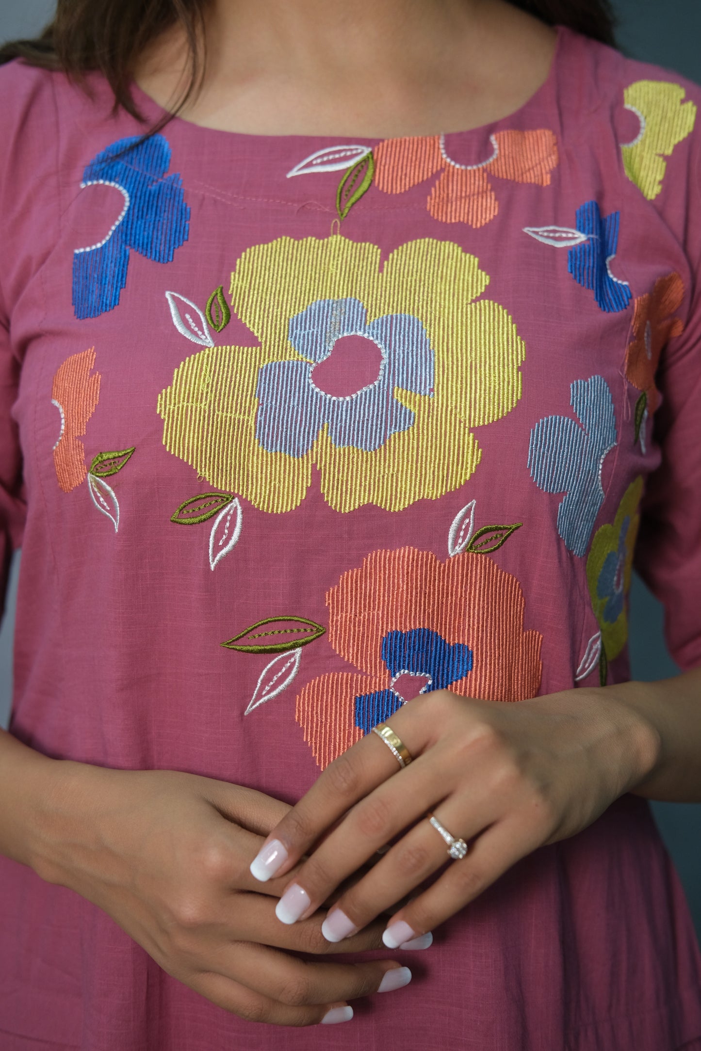 Magenta Embroidered Cotton Kurta Pant Set – Elegant Ethnic Wear