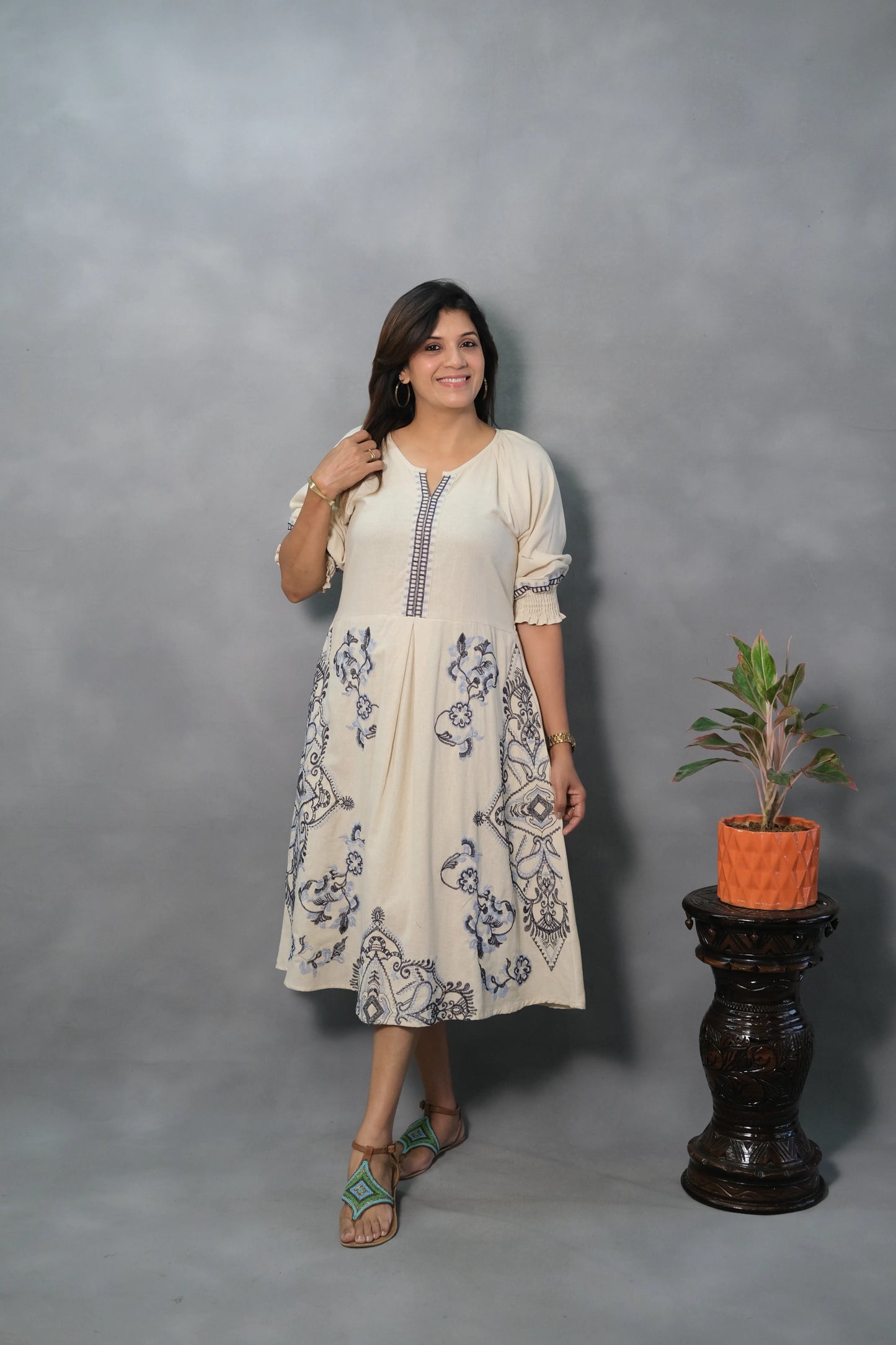 Embroidered One Piece Dress | Flex Cotton