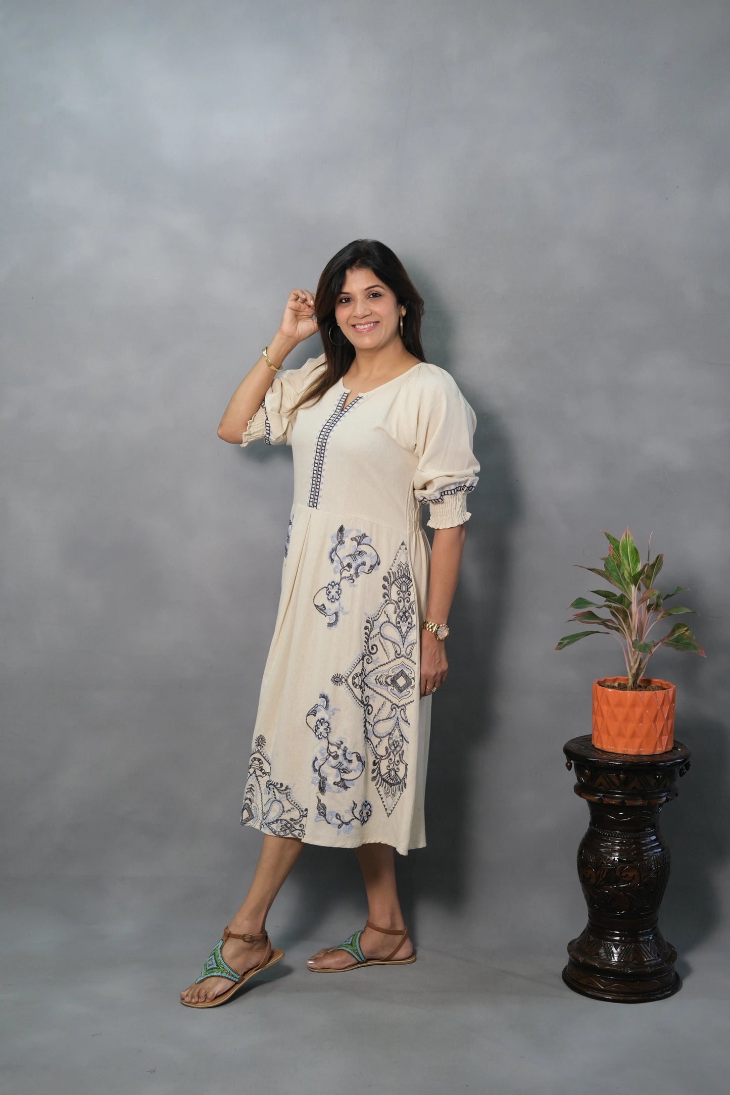 Embroidered One Piece Dress | Flex Cotton