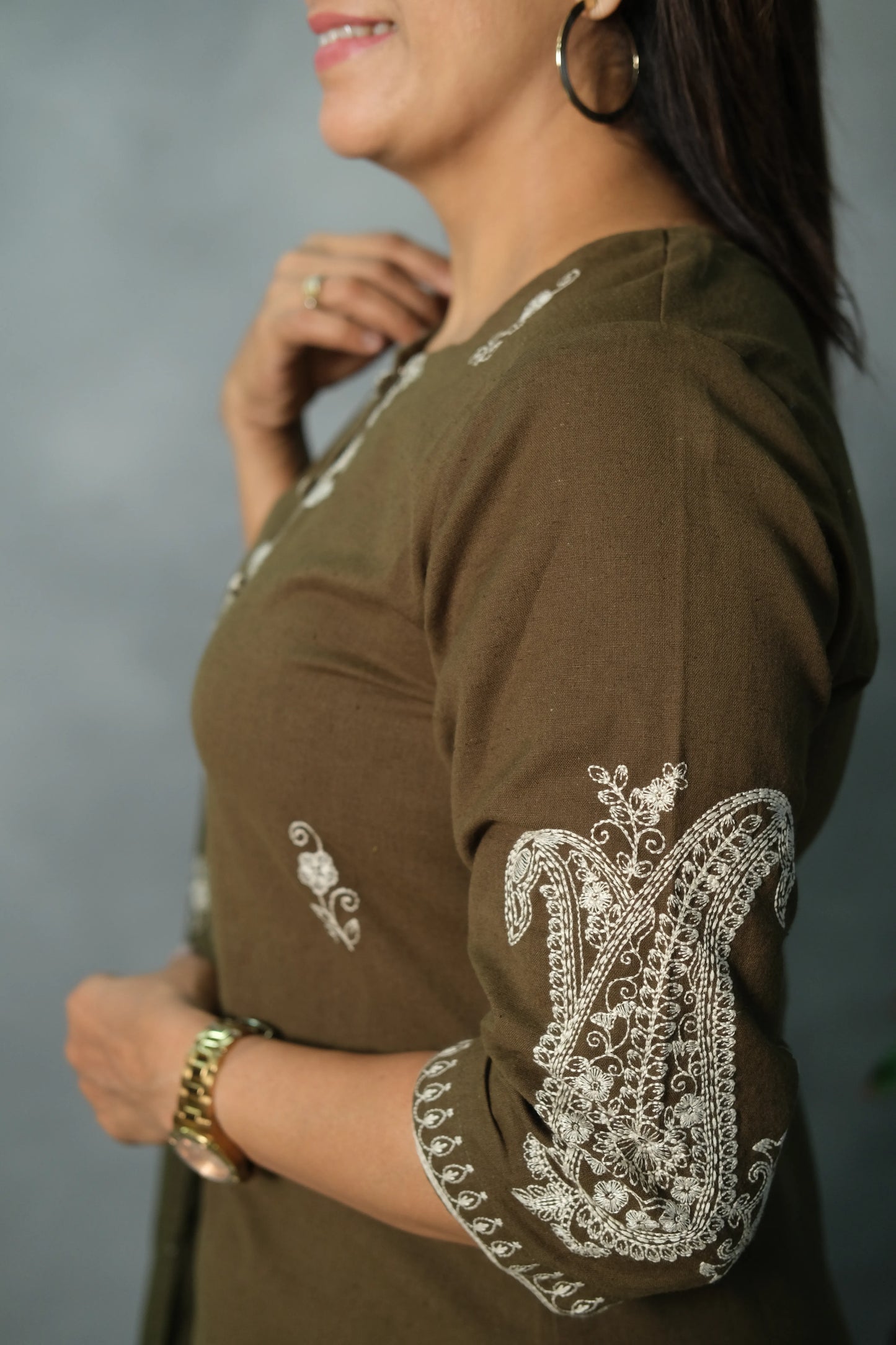 Mehndi Green Embroidered Dupatta Set | Pure Cotton Fabric