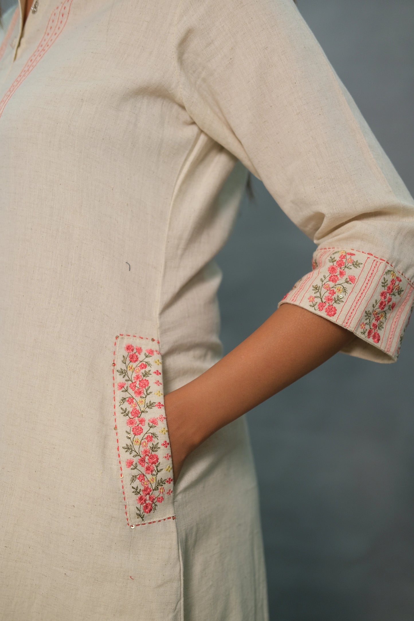 Embroidered Flex Cotton 2-Piece Set with Pocket Style – Elegant & Comfortable