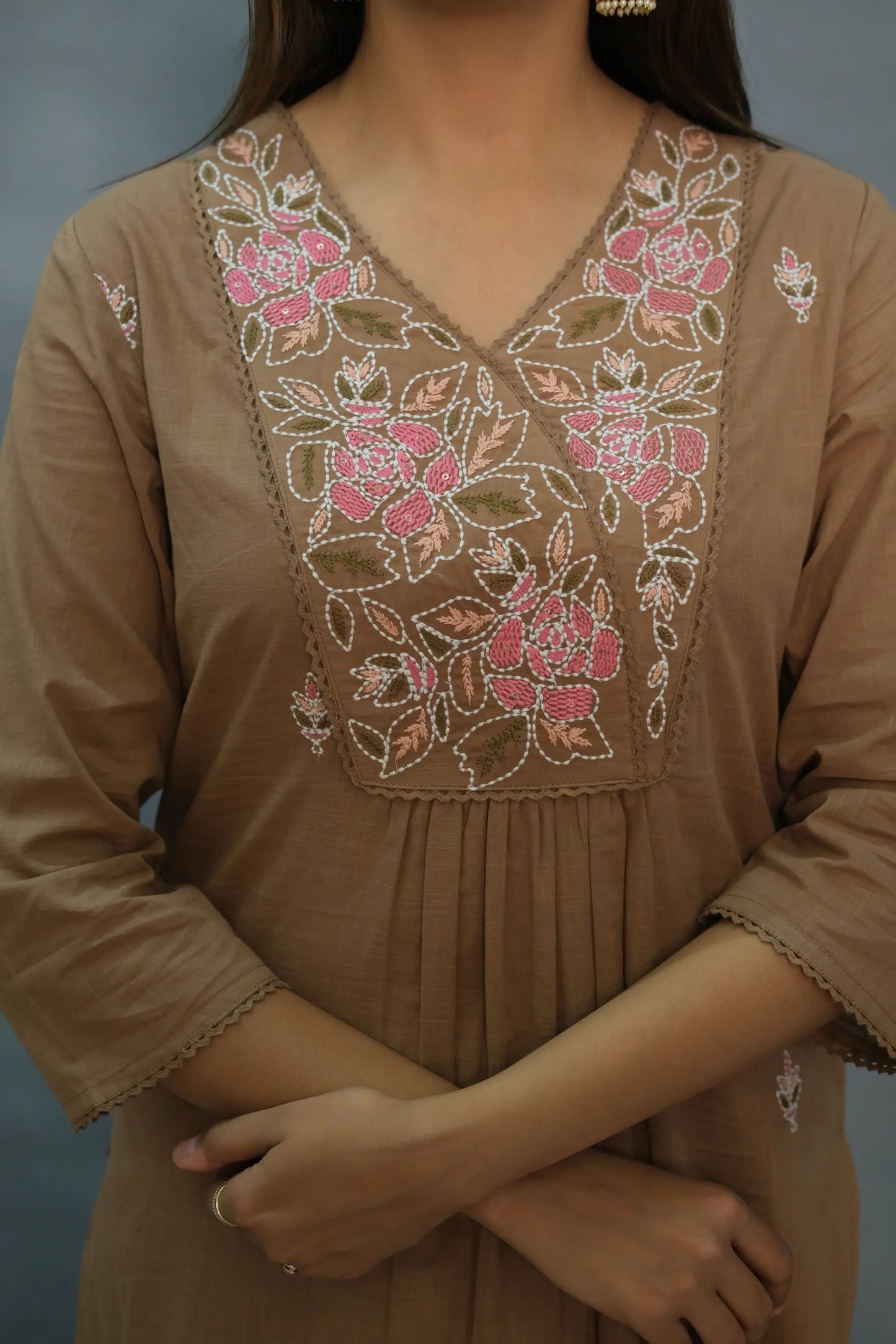 Soft Cotton 2-Piece Set – Elegant & Comfortable | Brown