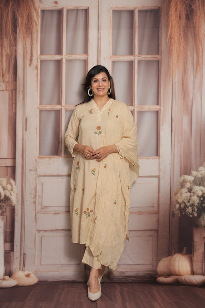 Pale Moon Kurta Dupatta Set | Mul Cotton