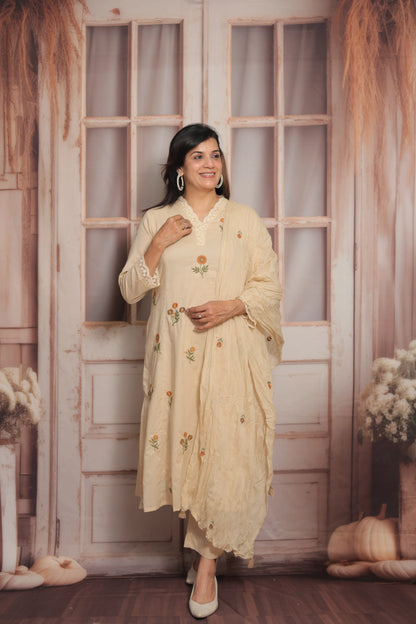 Pale Moon Kurta Dupatta Set | Mul Cotton