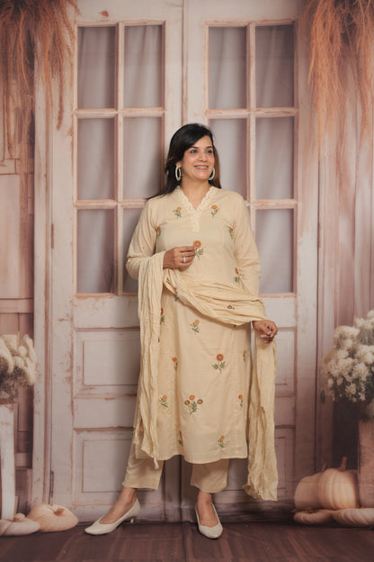 Pale Moon Kurta Dupatta Set | Mul Cotton