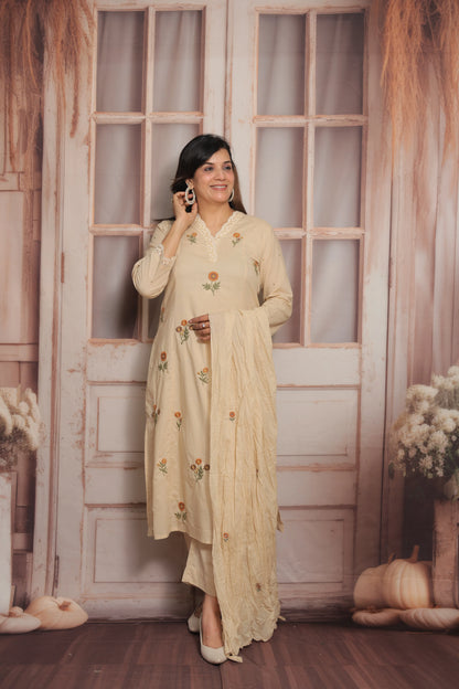 Pale Moon Kurta Dupatta Set | Mul Cotton