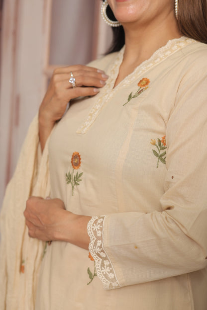 Pale Moon Kurta Dupatta Set | Mul Cotton