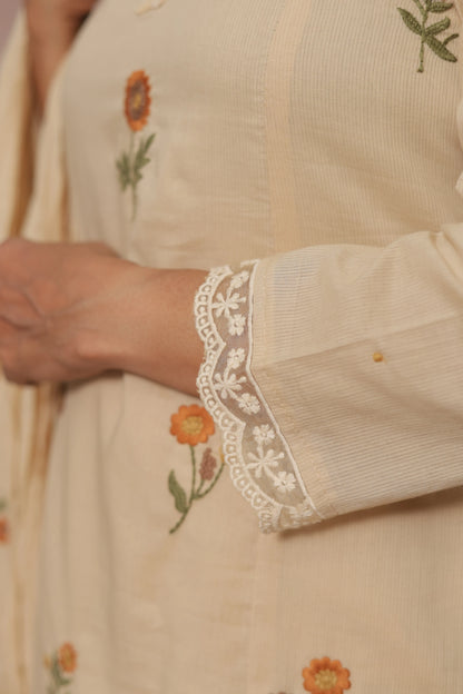 Pale Moon Kurta Dupatta Set | Mul Cotton