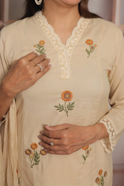 Pale Moon Kurta Dupatta Set | Mul Cotton