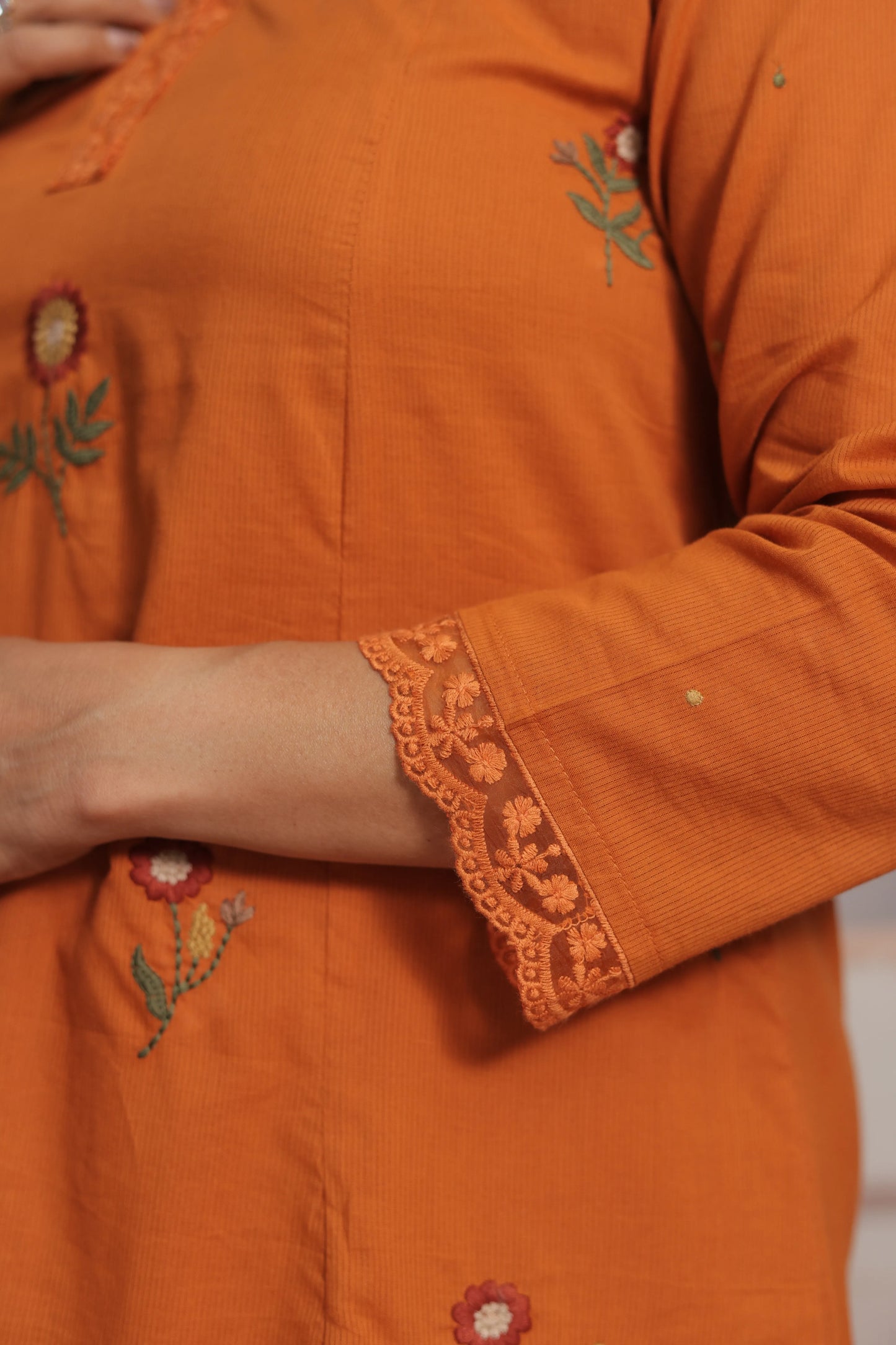 Tangerine Orange Kurta Dupatta Set | Mul Cotton