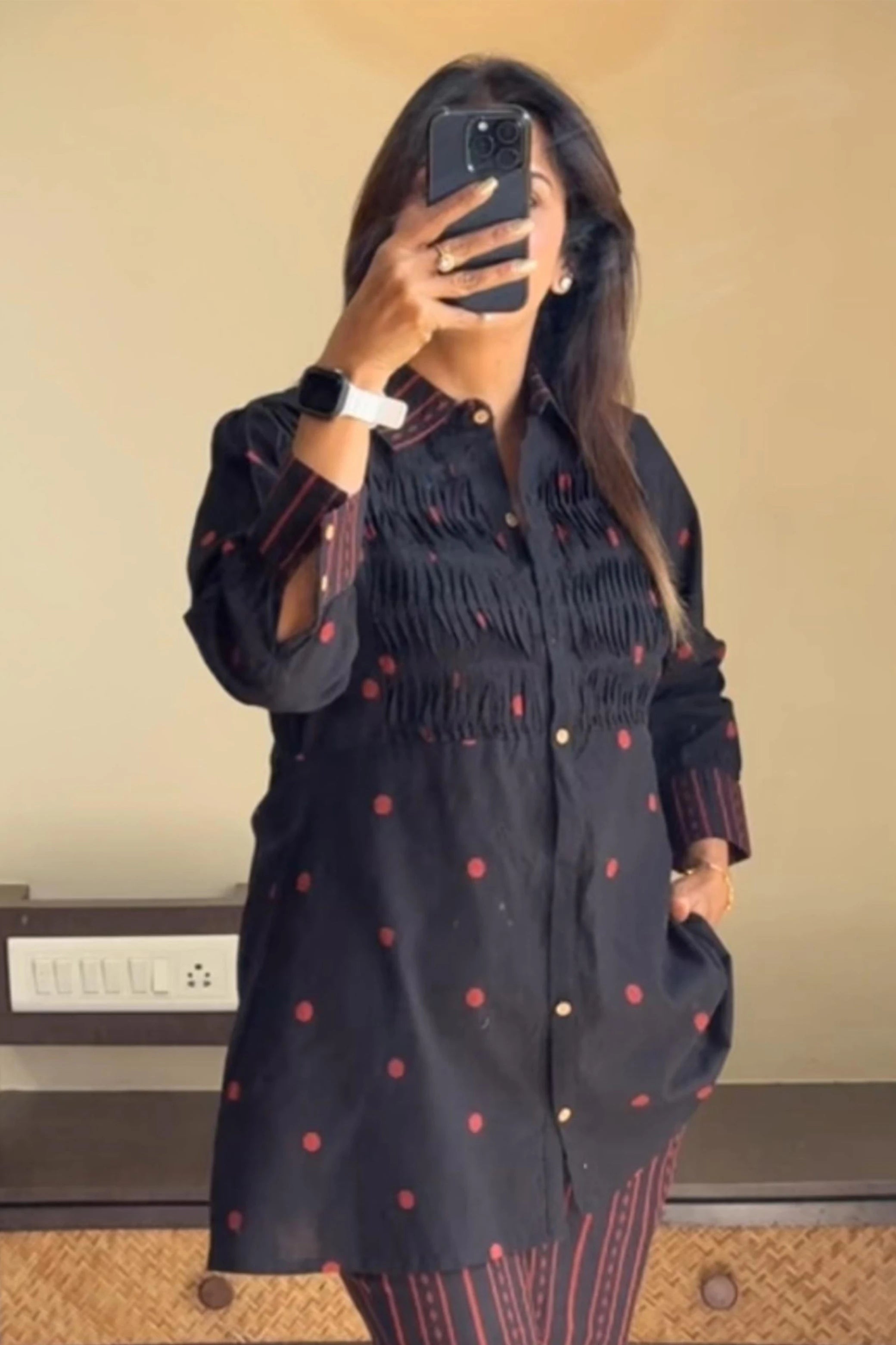 Black Shirt Style Cotton Co-ord Set | Classic & Comfortable