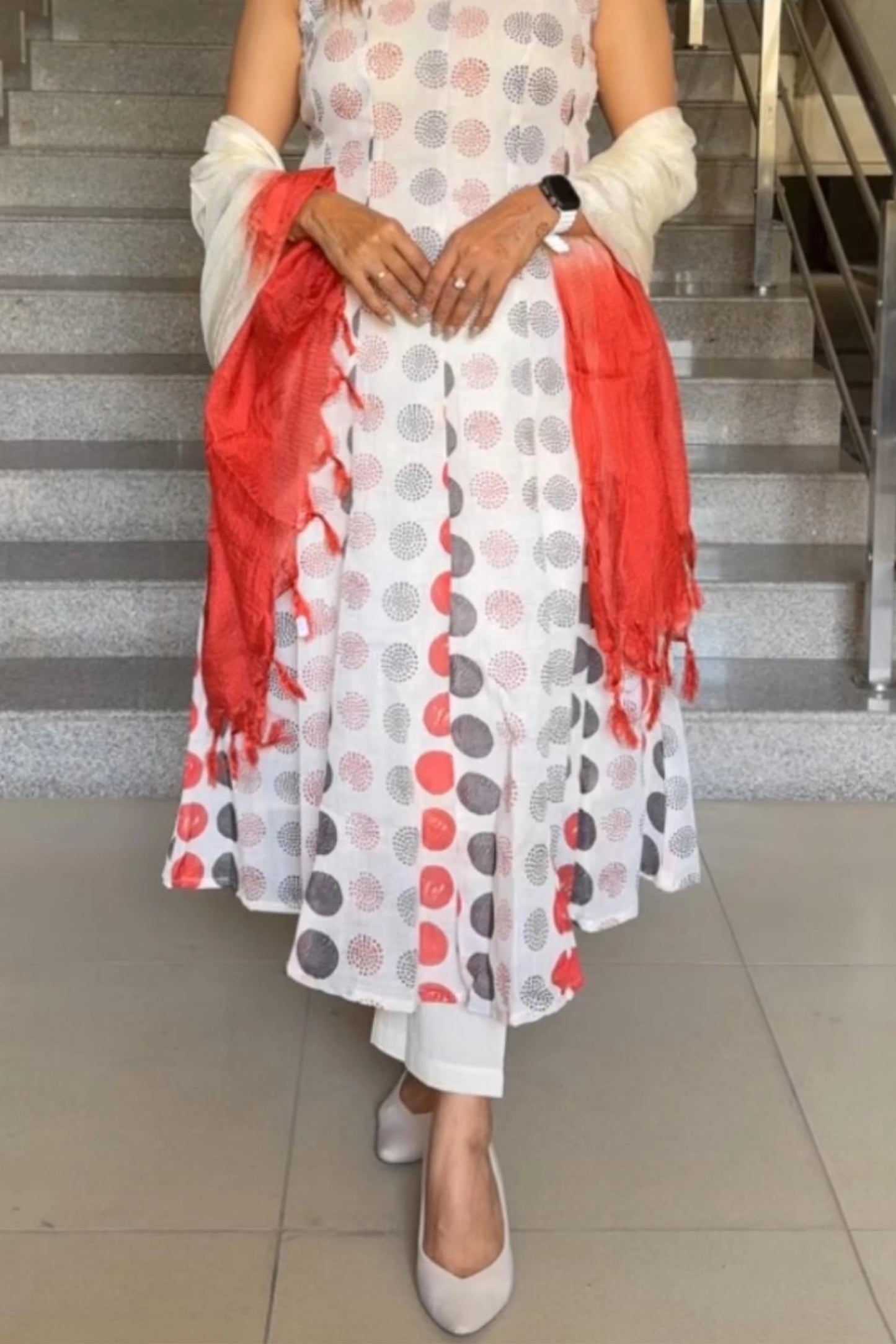 Printed Linen Cotton Spaghetti Kurta Pant Set with Dupatta