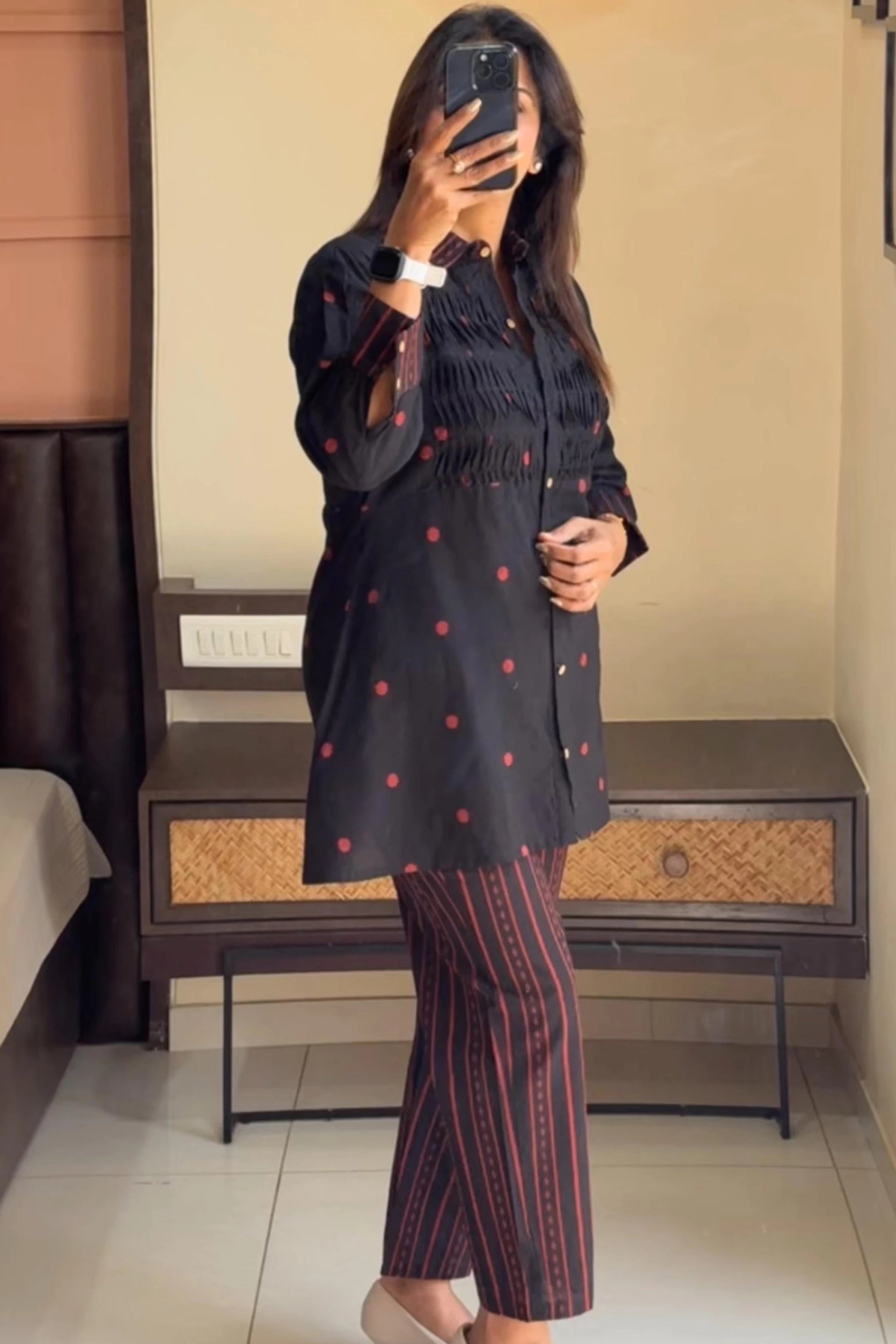 Black Shirt Style Cotton Co-ord Set | Classic & Comfortable