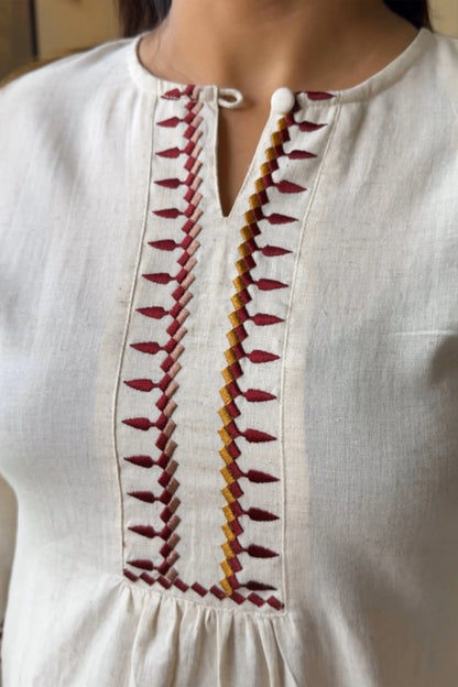 Off White Designer Kurta Pant Set | Elegant Flex Cotton Ensemble