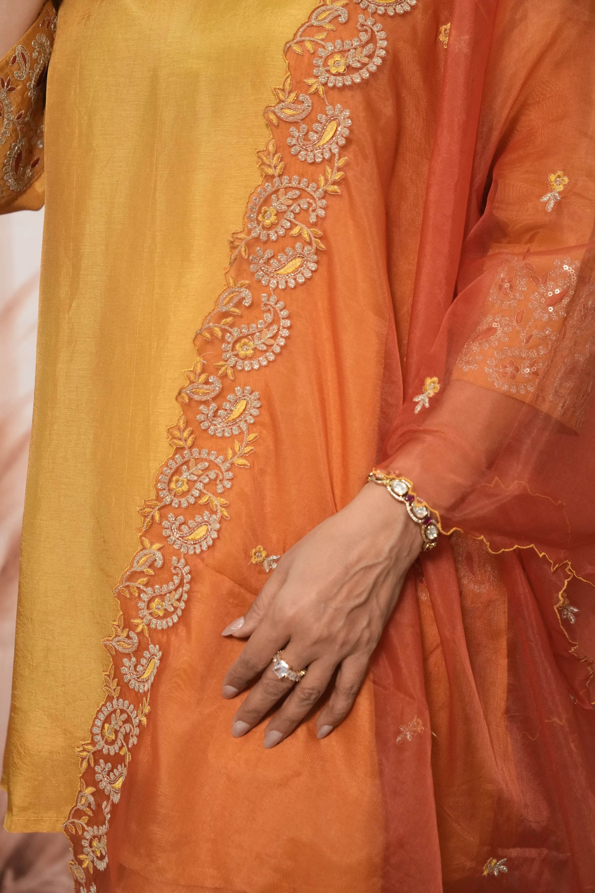 Mustard & Rust Pure Silk Farsi Salwar Suit Dupatta Set | Zari Work Ethnic Wear