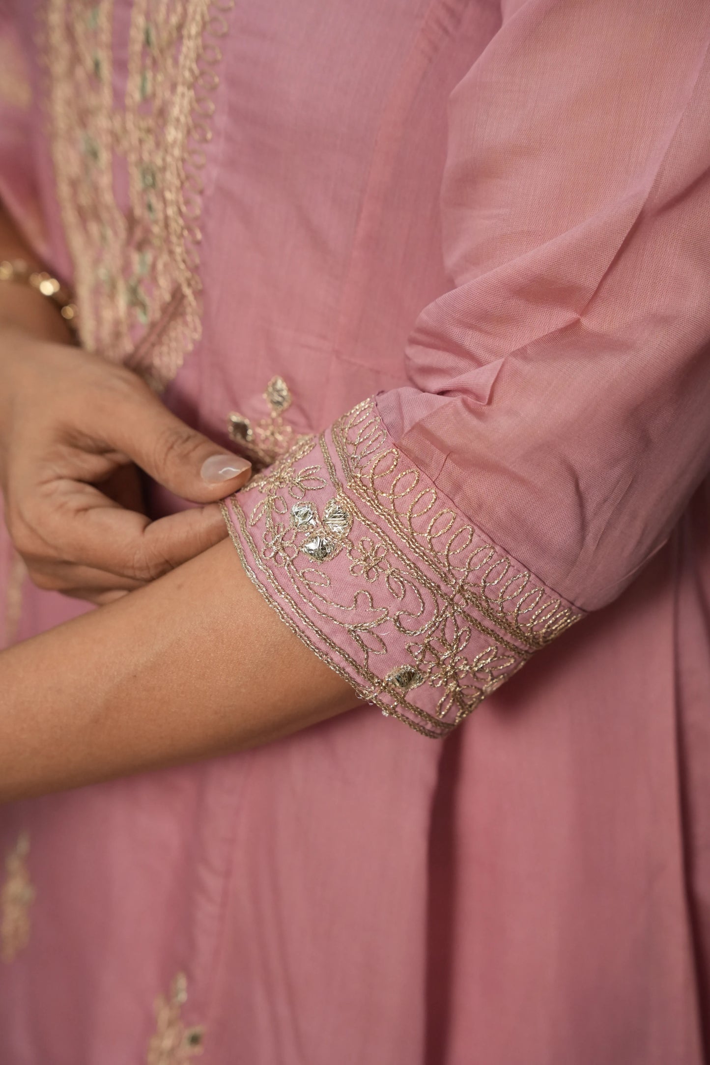 Charm Pink Mul Chanderi A-Line Kurta Dupatta Set