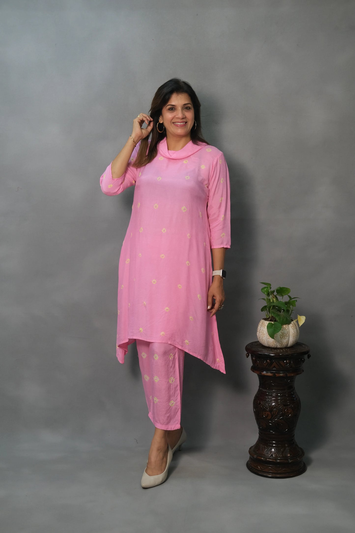 Pink Co-ord Set with Turtle Neck | Soft Cotton