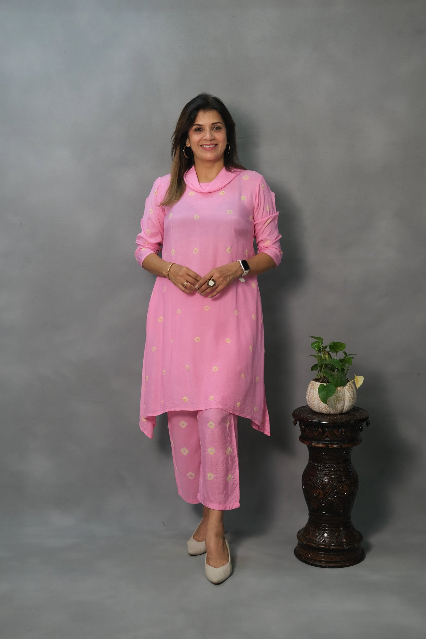 Pink Co-ord Set with Turtle Neck | Soft Cotton