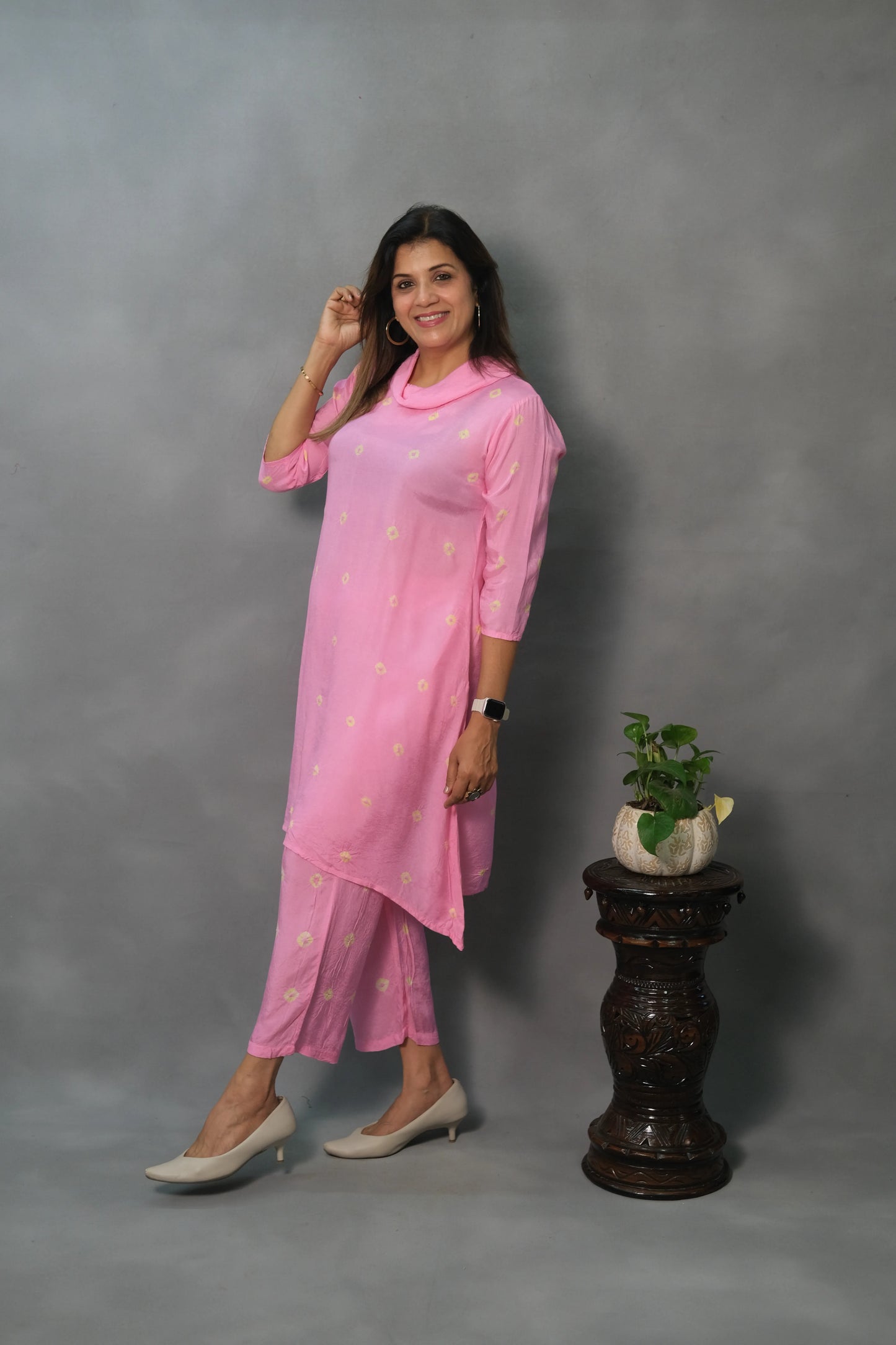 Pink Co-ord Set with Turtle Neck | Soft Cotton