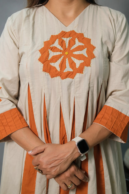 Kali Kurta Pant Set with Patch Work | Soft Cotton