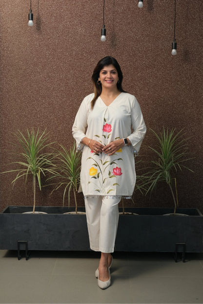 Brush Paint Printed Co-ord Set in Soft Flex Cotton