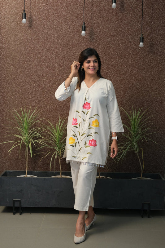 Brush Paint Printed Co-ord Set in Soft Flex Cotton