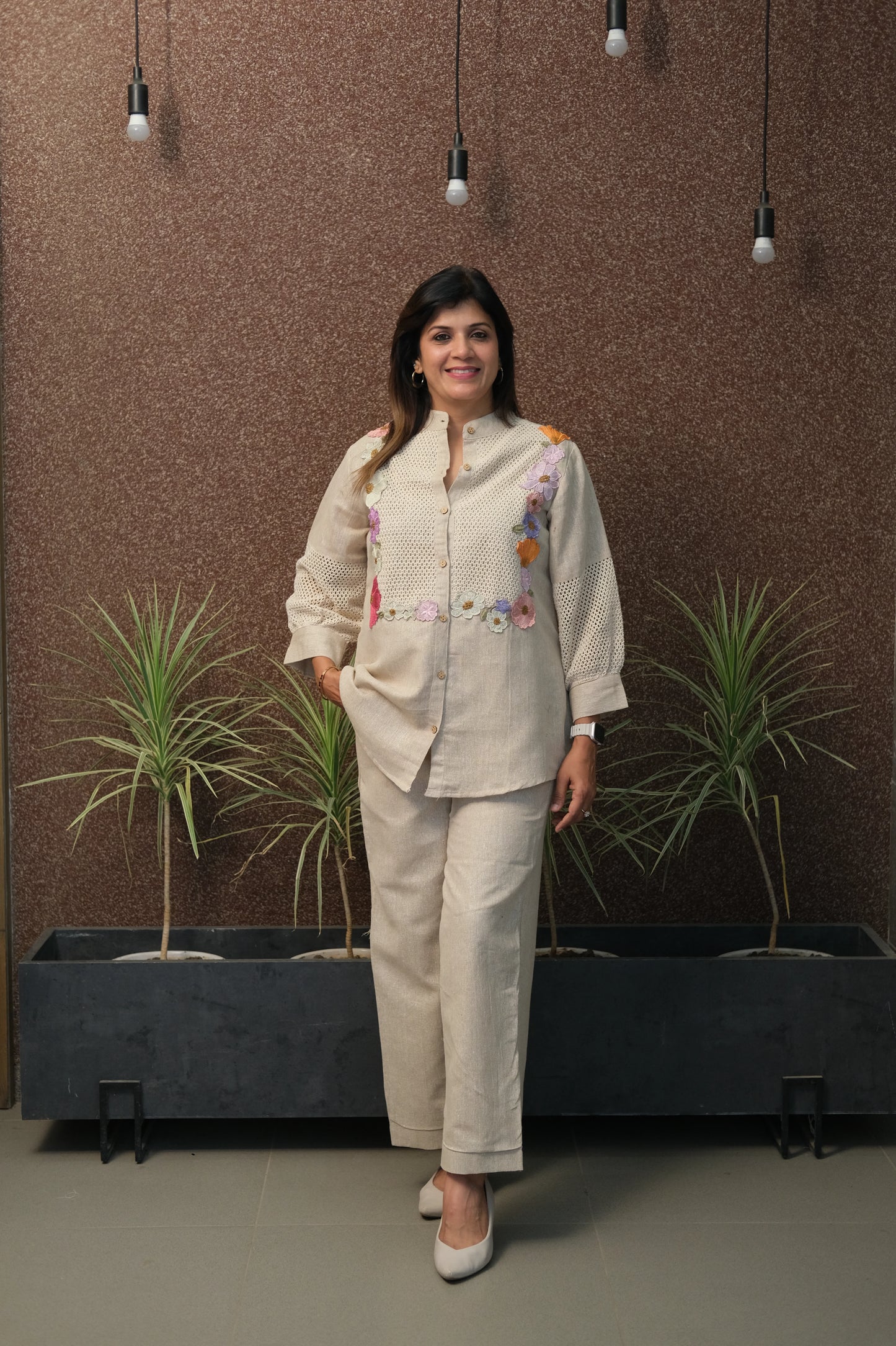 Jute Patch Work Co-ord Set with Mul Cotton Lining