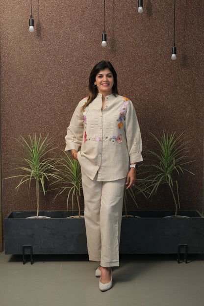 Jute Patch Work Co-ord Set with Mul Cotton Lining