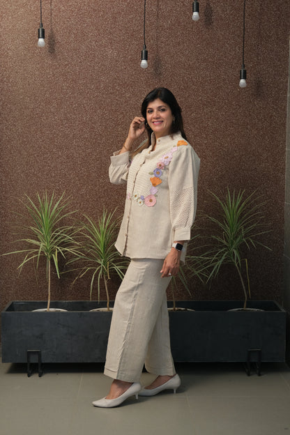 Jute Patch Work Co-ord Set with Mul Cotton Lining