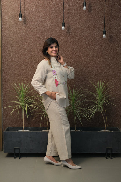 Jute Patch Work Co-ord Set with Mul Cotton Lining