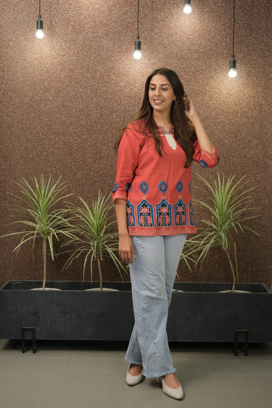 Ajrakh Printed Cotton Tunic | Traditional Block Print