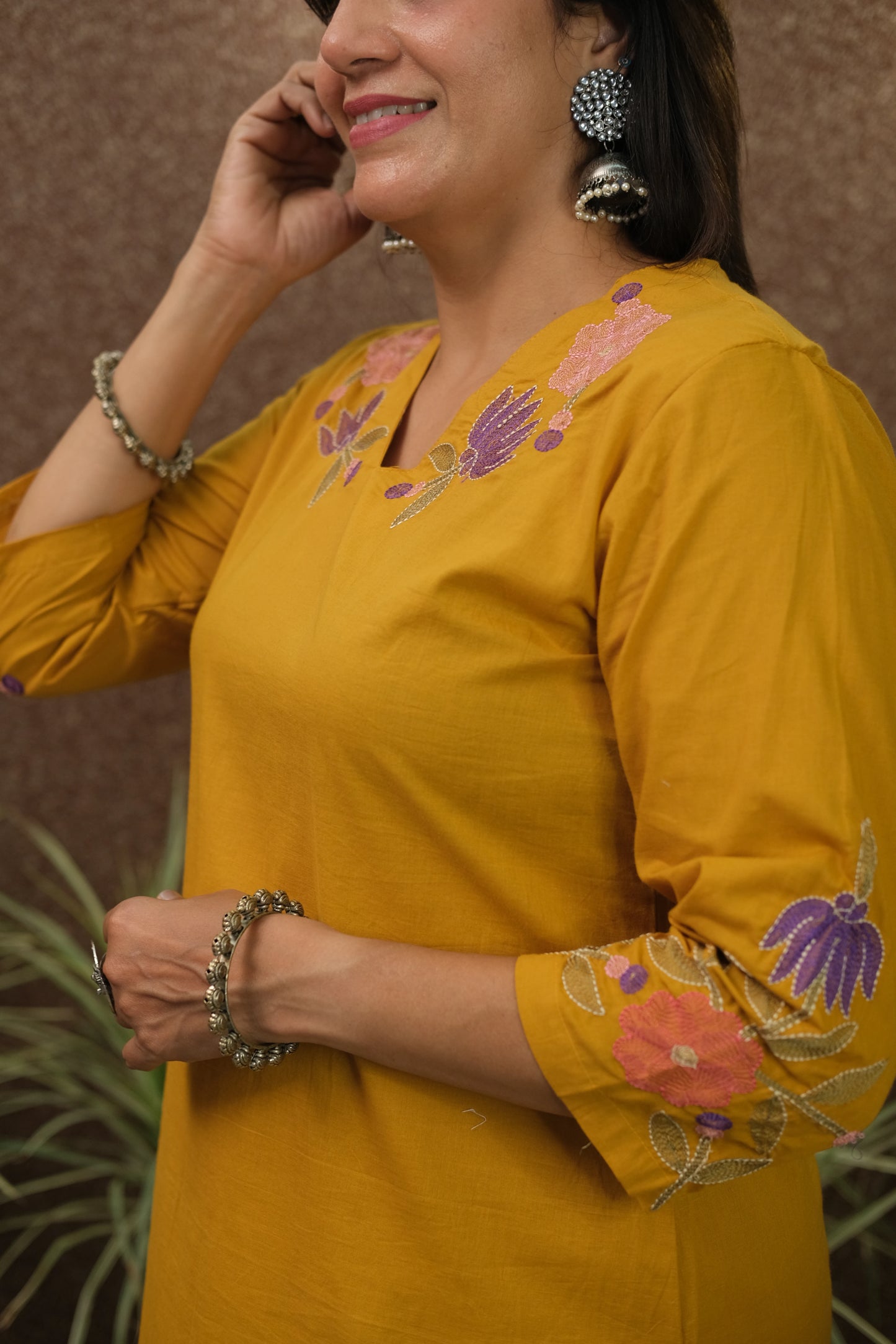 Haldi Yellow Embroidered Kurta Pant Set | Pure Cotton