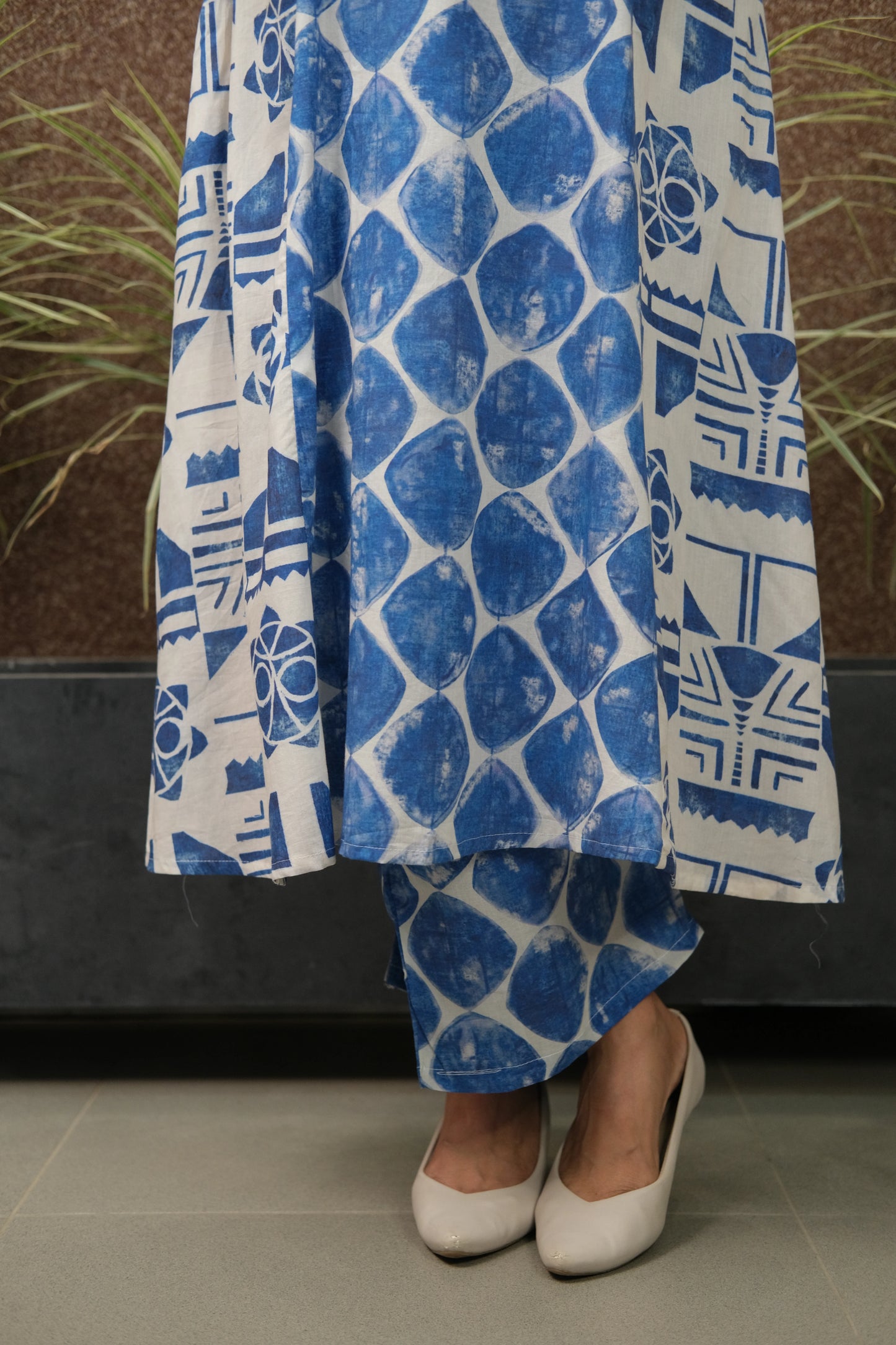Printed Spaghetti Kurta Set with Mirror Work | Soft Cotton