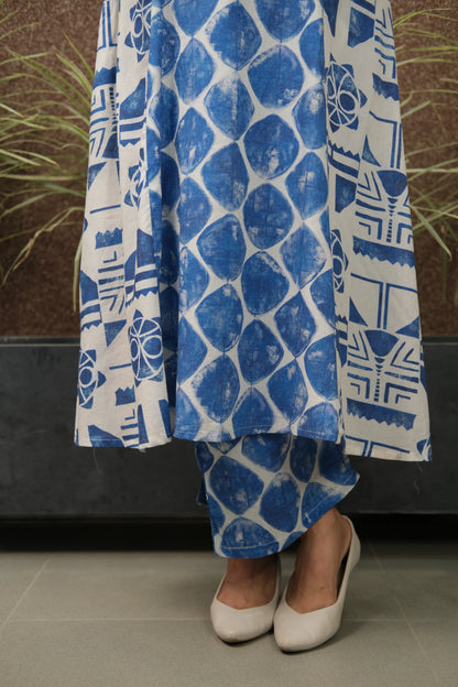 Printed Spaghetti Kurta Set with Mirror Work | Soft Cotton
