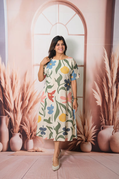 Multicolor Printed Kurta Pant Set in Flex Cotton