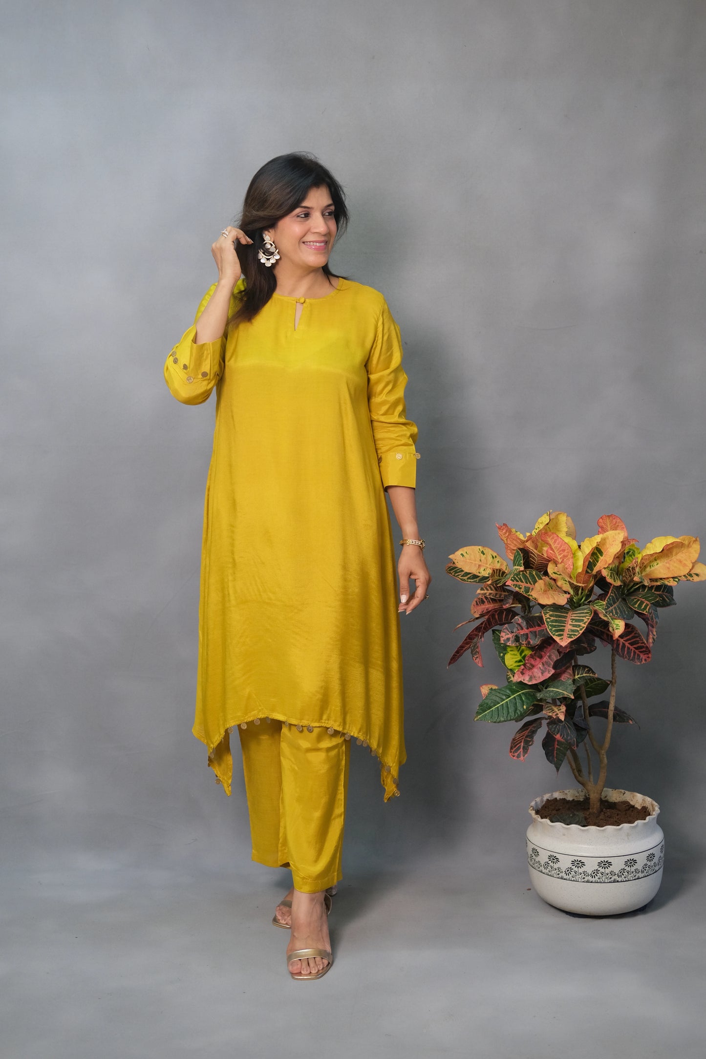 Yellow Co-ord Set – Muslin Silk Ensemble for Effortless Elegance