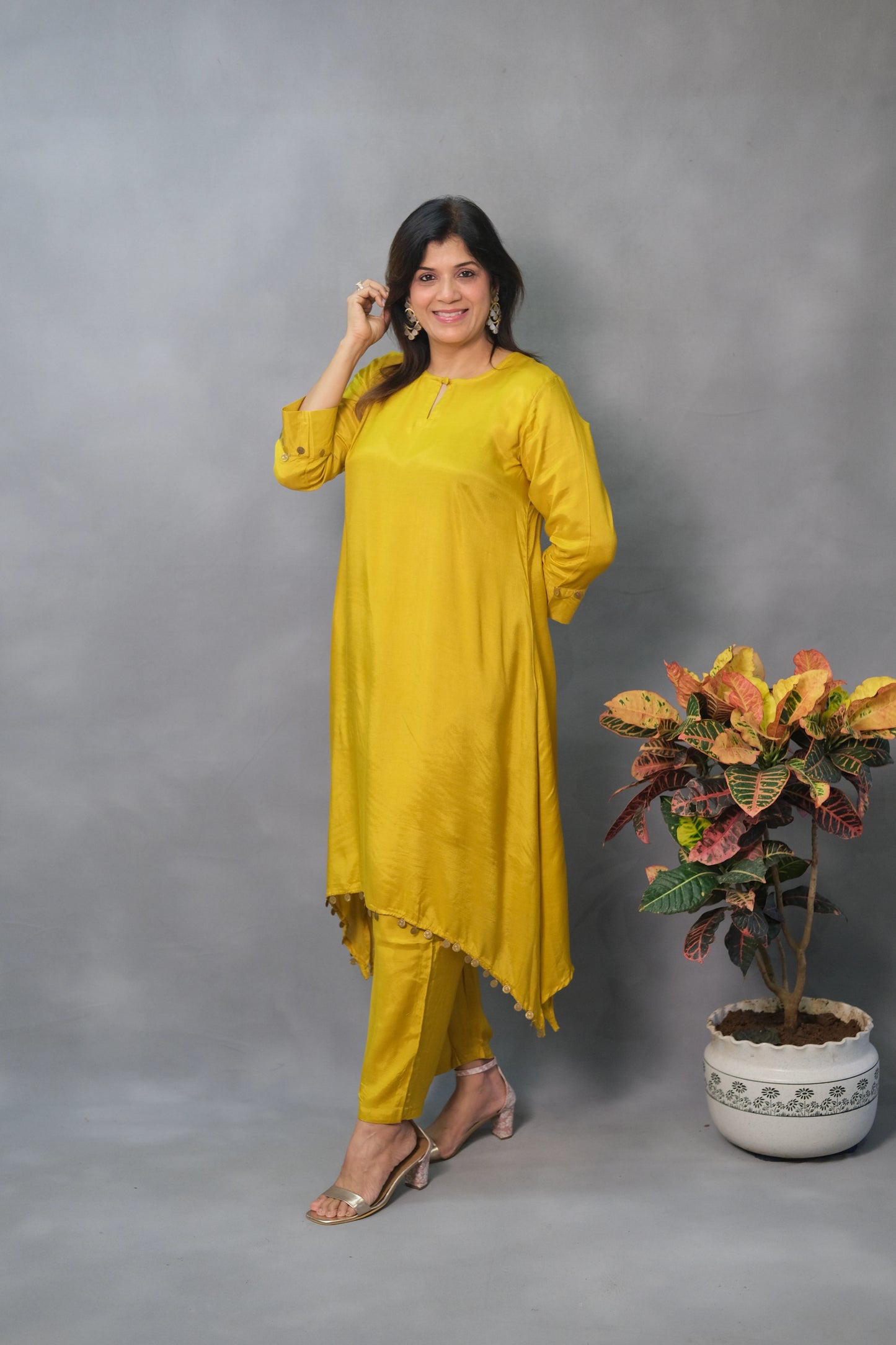 Yellow Co-ord Set – Muslin Silk Ensemble for Effortless Elegance