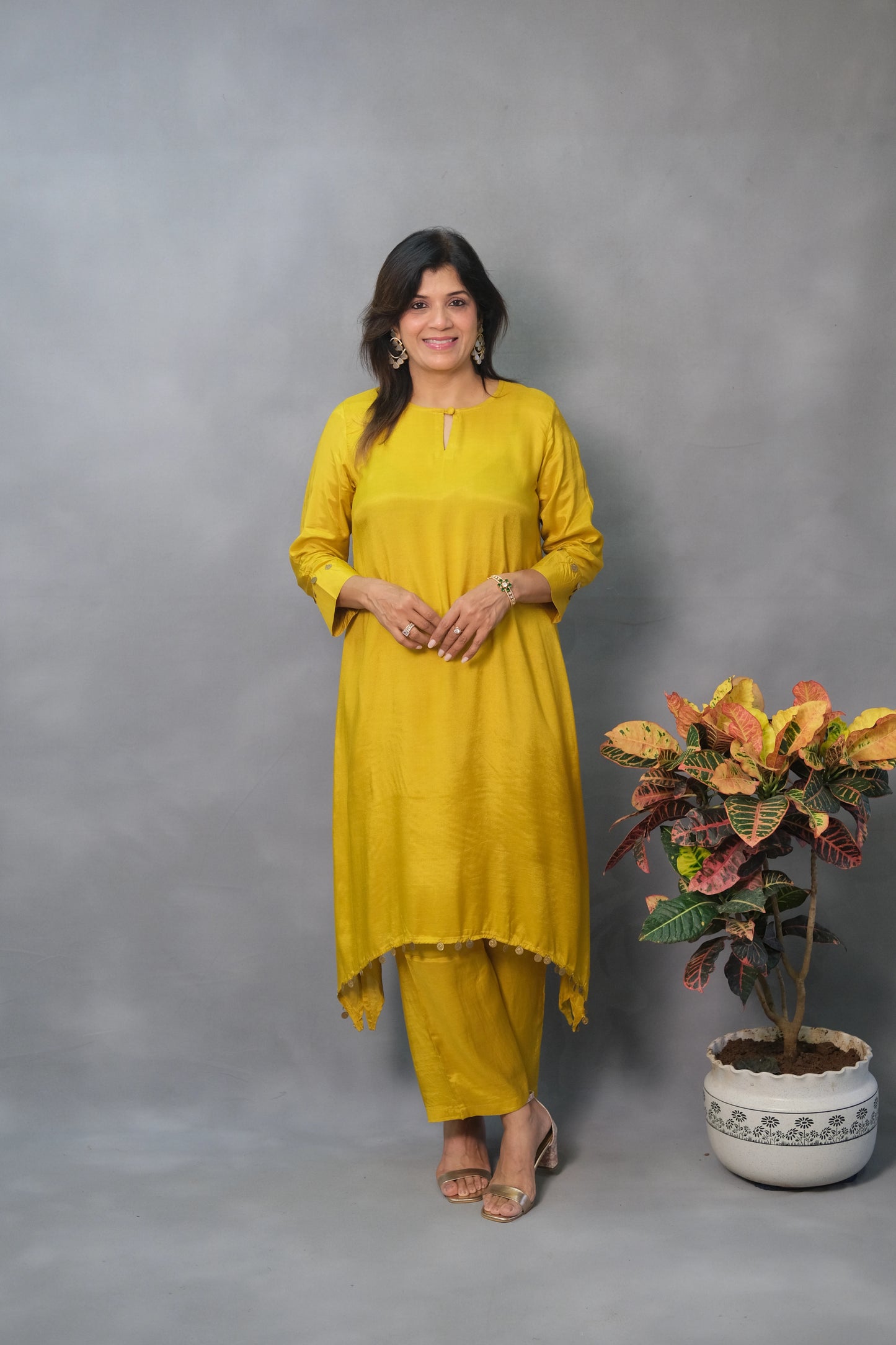 Yellow Co-ord Set – Muslin Silk Ensemble for Effortless Elegance
