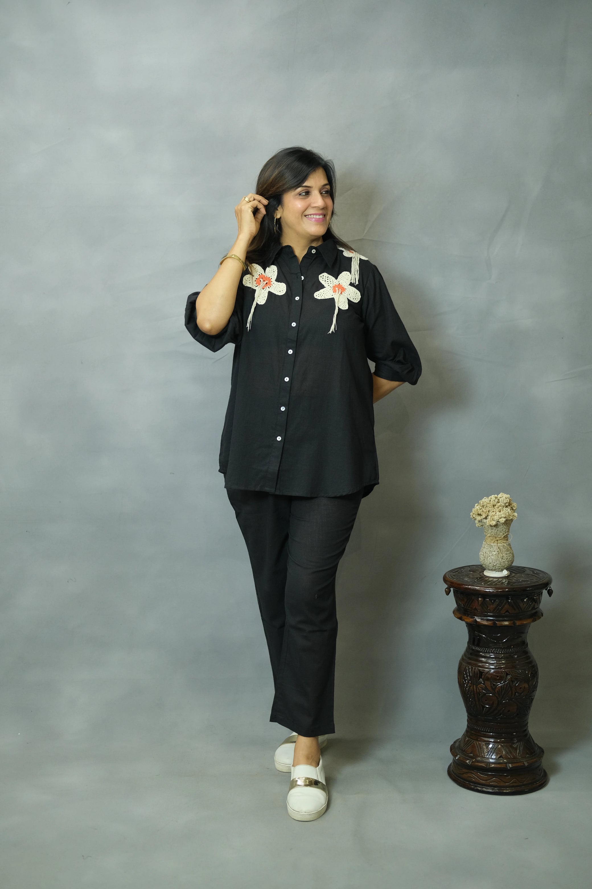 Black Crochet Co-ord Set | Cotton Fabric