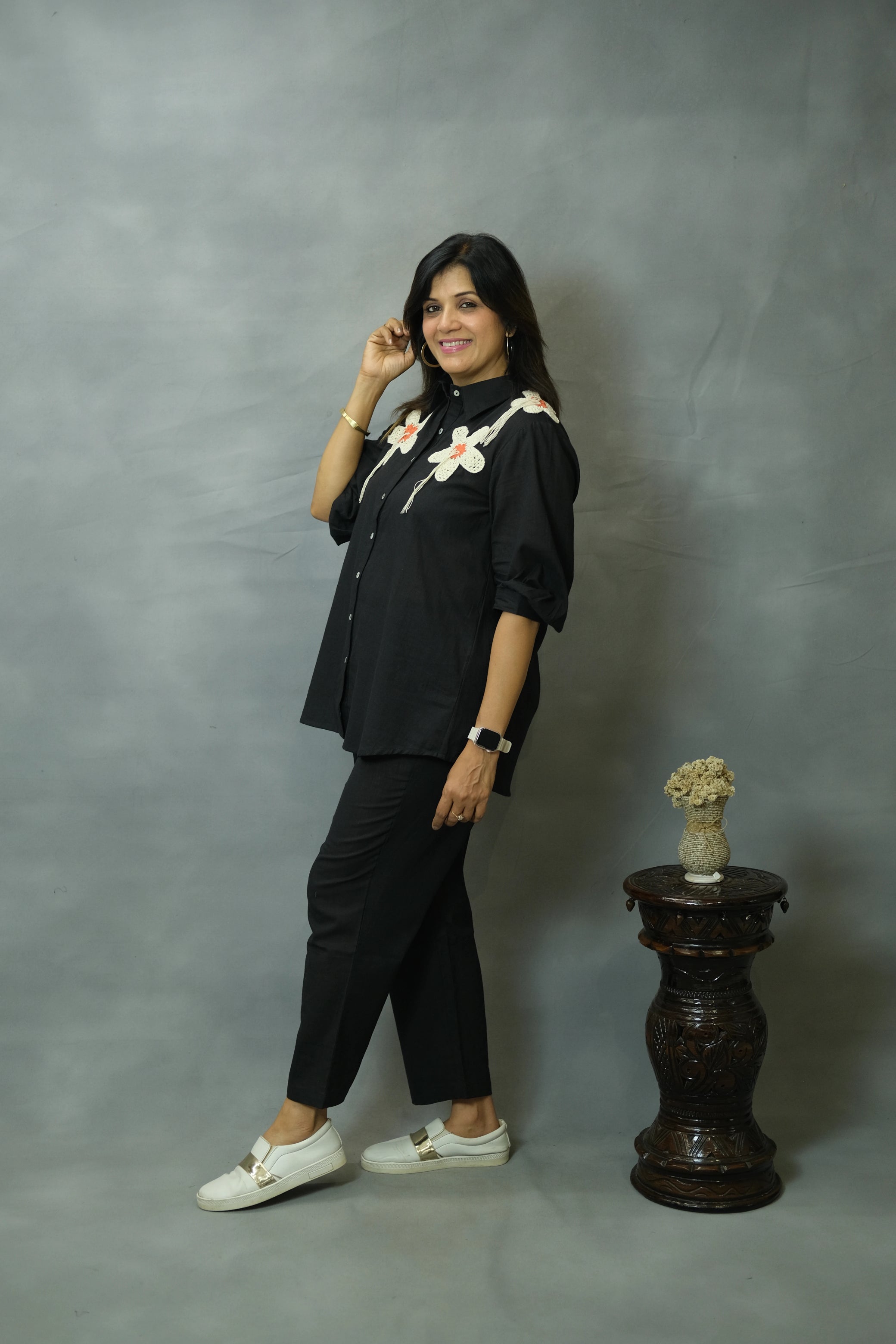 Black Crochet Co-ord Set | Cotton Fabric
